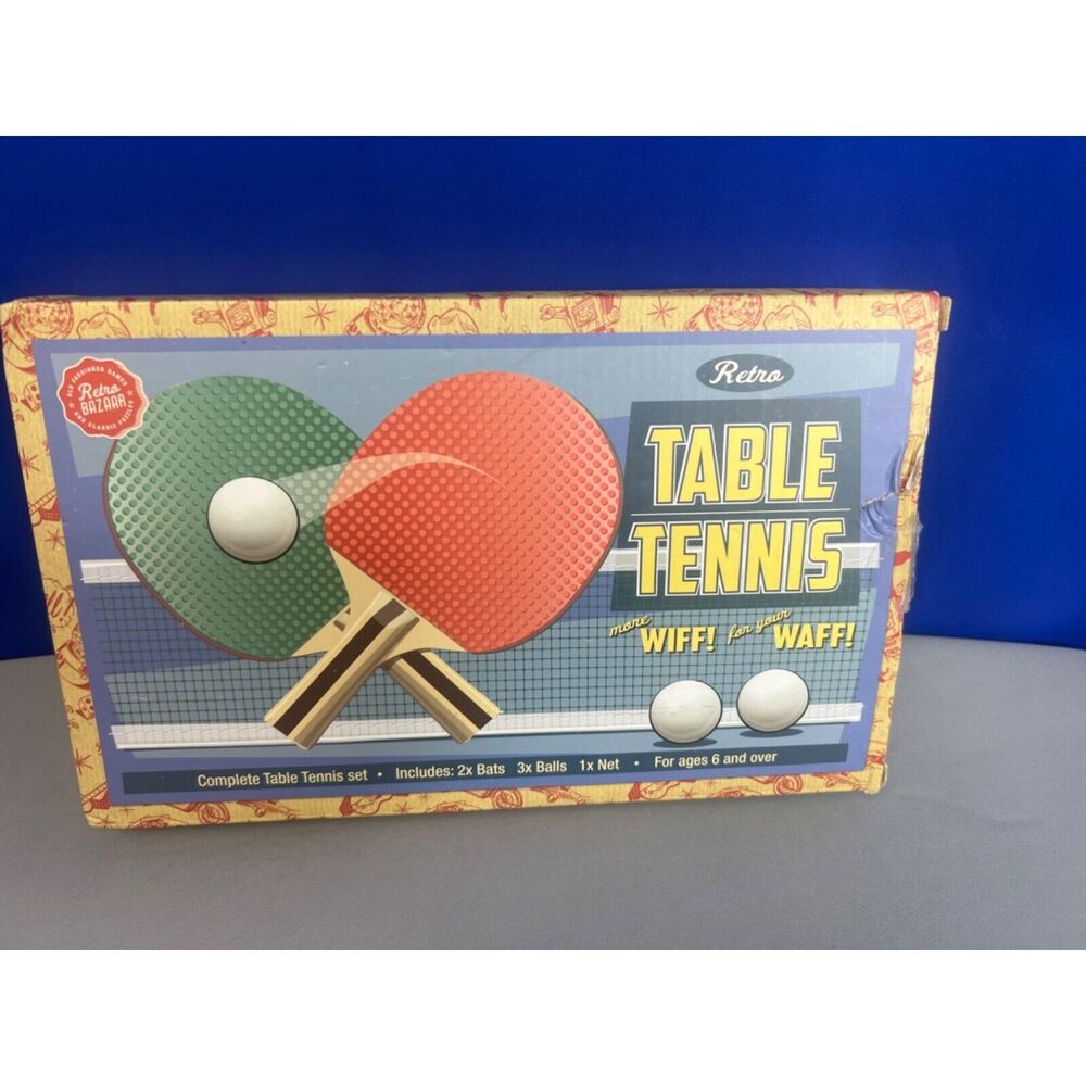 NIB Retro Table Bazaar Complete Table Tennis Set Includes 2 Bats 3 Balls 1 Net